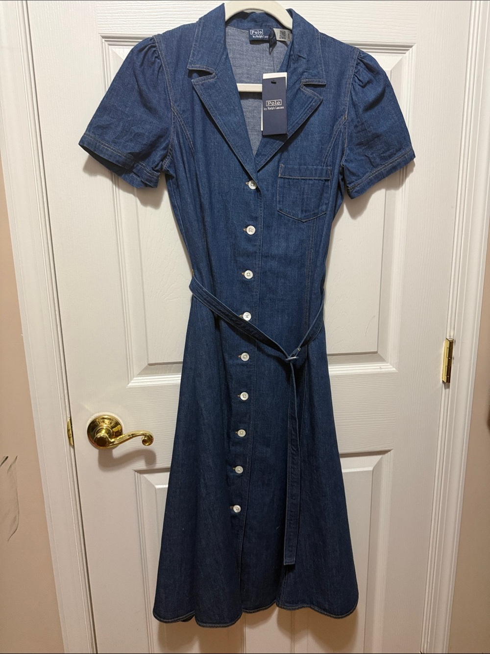 Ralph Lauren Dark Blue Denim Midi Shirt Dress with Belt